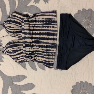 Athleta Navy and White Bikini Set